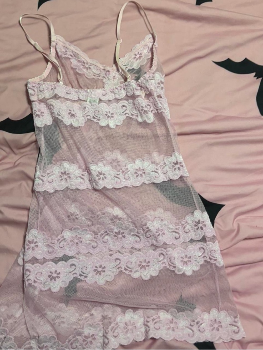 Light Pink Sheer Mesh Fredrick’s Of Hollywood Slip Dress - Picture 7 of 8